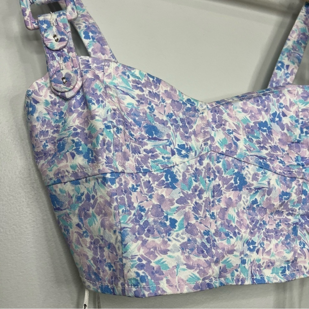 For Love And Lemons Lou Purple Bustier Crop Top size xsmall - Picture 5 of 8